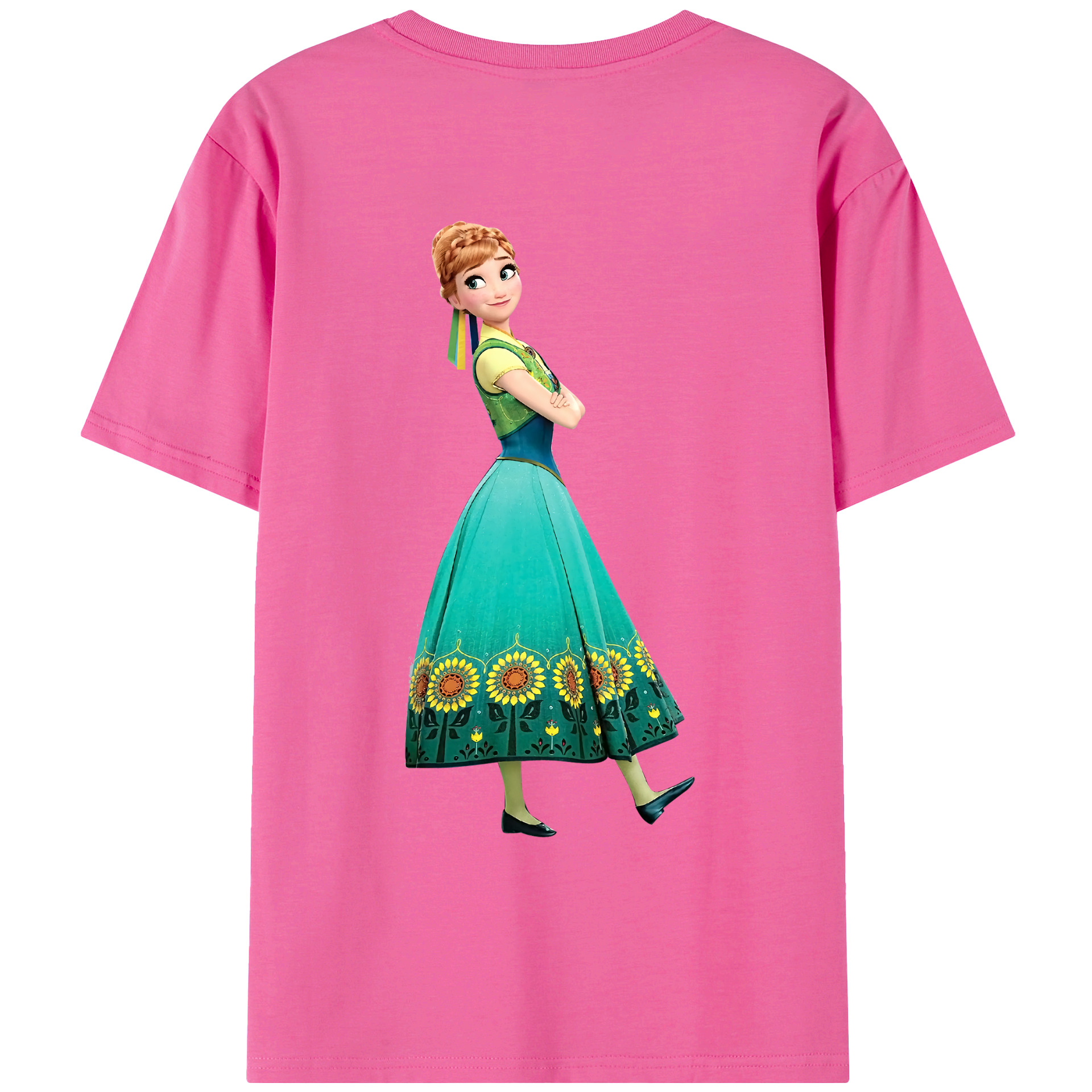 （画像用） アナと雪の女王 アンナ エルサ Frozen Anna Elsa レディース半袖Tシャツ(バックプリント)